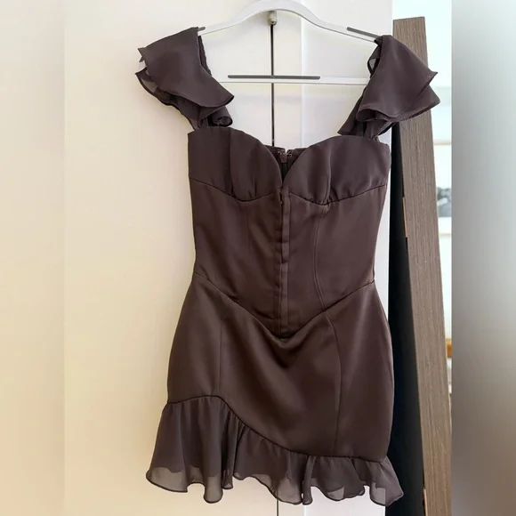 House of CB Dionne Espresso Corset Mini Dress - Picture 9 of 13